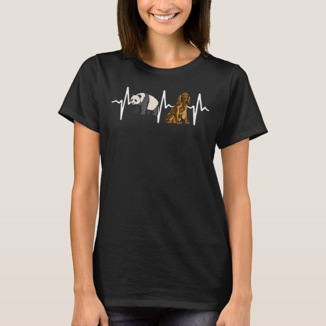 T-shirt Panda Cocker Spaniel Heartbeat Chien (Devant)