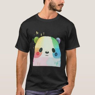 T-shirt Panda coloré Anime Coon dessin arc-en-ciel