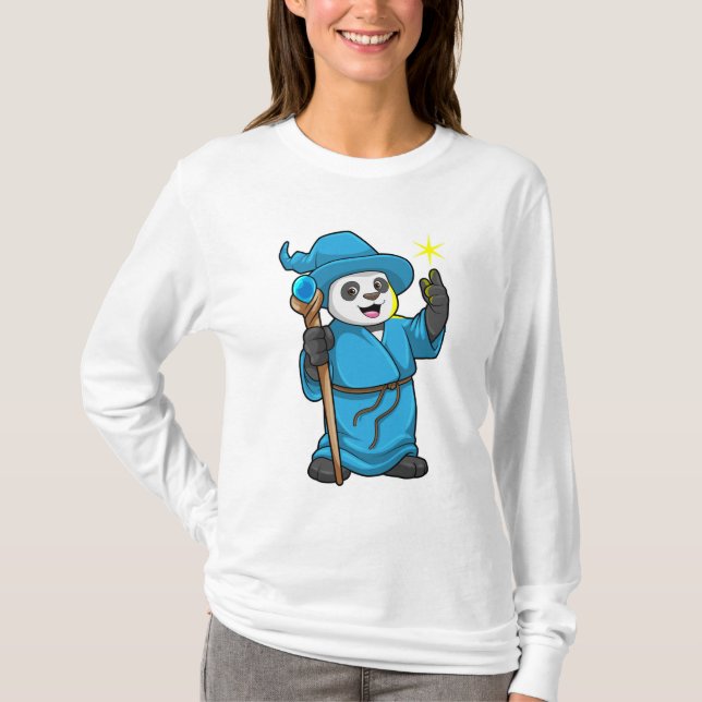 T-shirt Panda comme Assistant avec baguette magique (Devant)