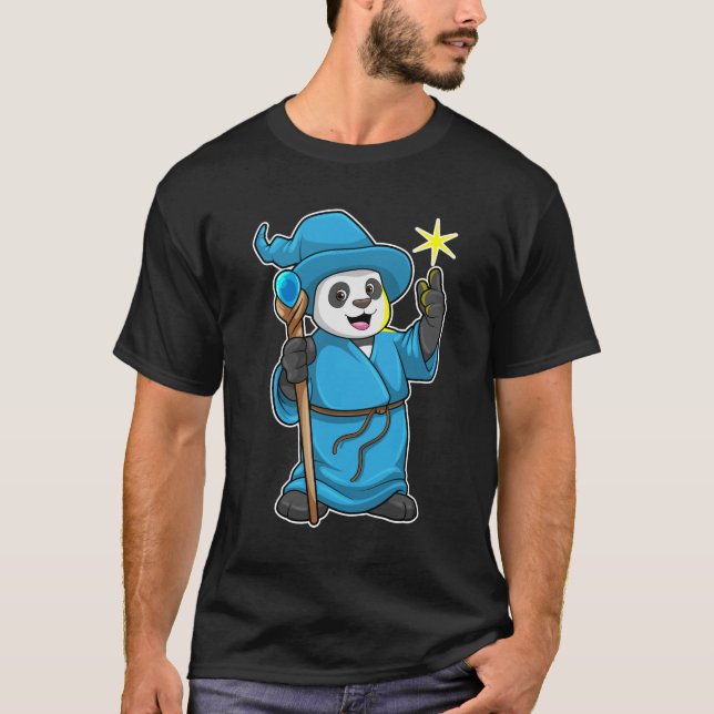 T-shirt Panda comme Assistant avec baguette magique (Devant)