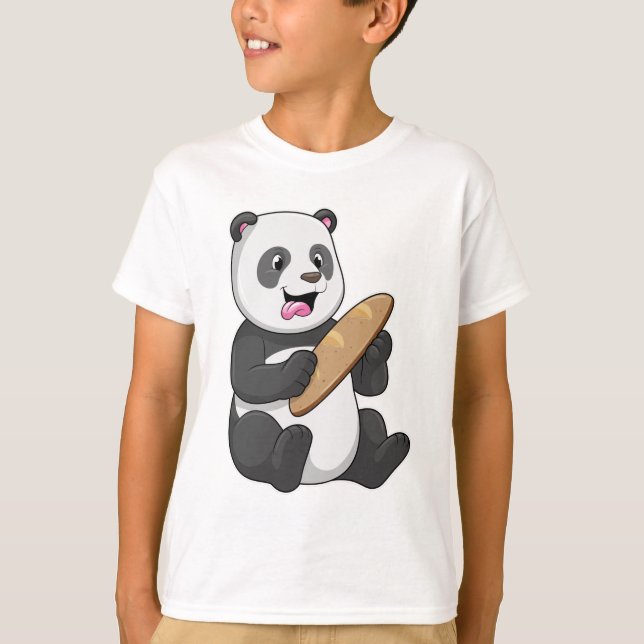 T-shirt Panda comme boulanger avec pain (Devant)
