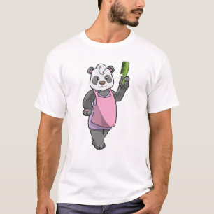 T-shirt Panda comme coiffeur avec peigne