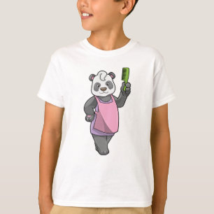 T-shirt Panda comme coiffeur avec peigne
