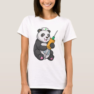 T-shirt Panda comme infirmière avec seringue