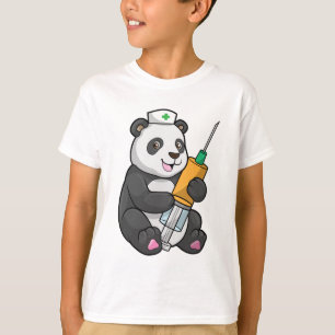 T-shirt Panda comme infirmière avec seringue