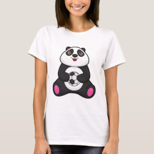 T-shirt Panda comme joueur de football avec balle de footb