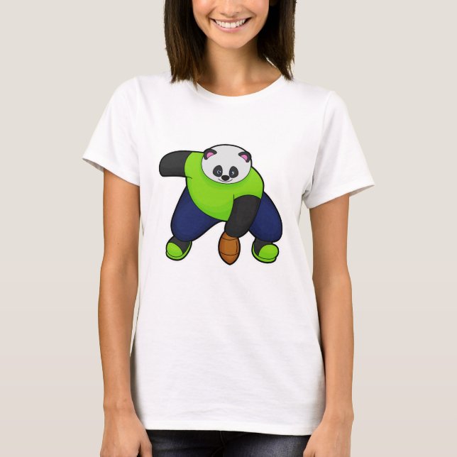 T-shirt Panda comme joueur de football avec football (Devant)