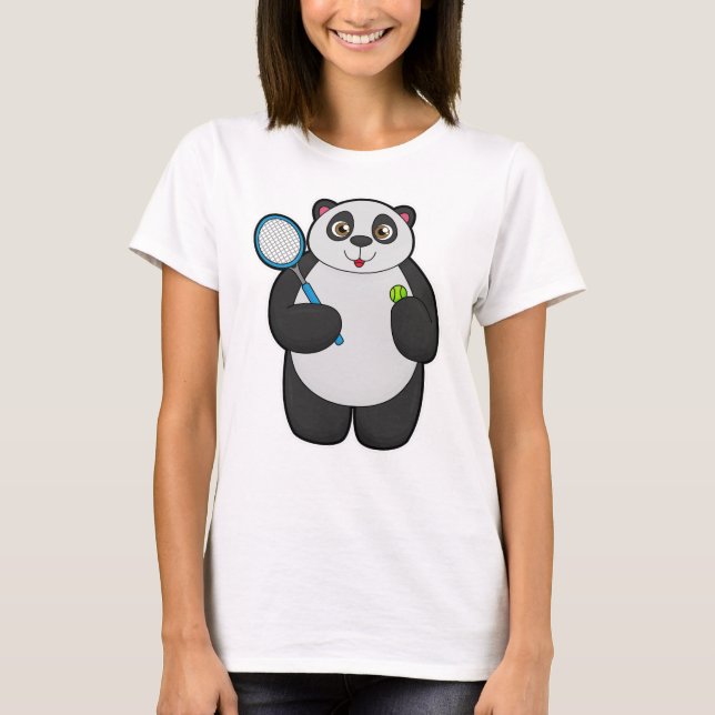 T-shirt Panda comme joueur de tennis avec raquette de tenn (Devant)