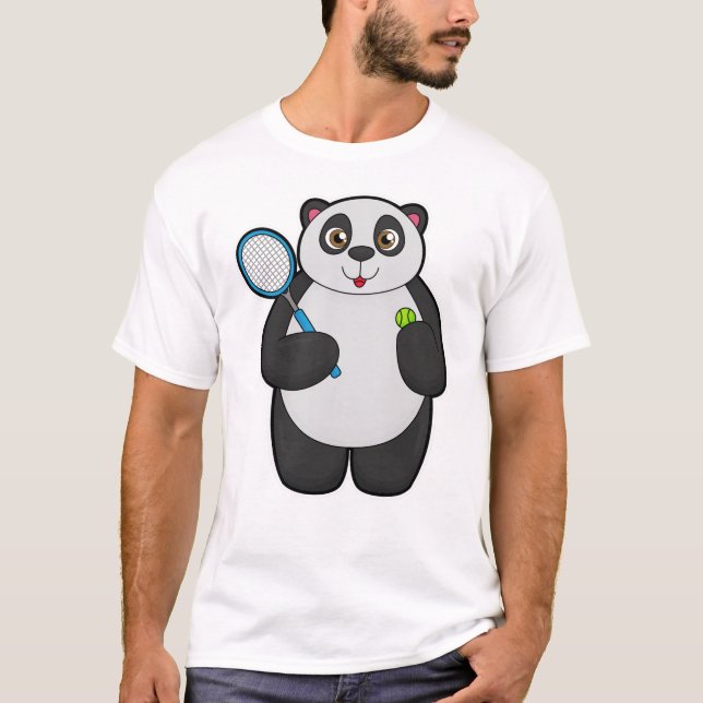 T-shirt Panda comme joueur de tennis avec raquette de tenn (Devant)