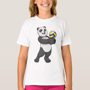 T-shirt Panda comme joueur de volleyball avec volleyball