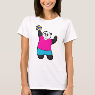 T-shirt Panda comme joueur de volleyball avec volleyball