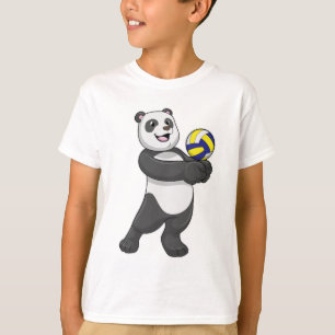 T-shirt Panda comme joueur de volleyball avec volleyball