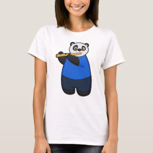 T-shirt Panda comme musicien avec Flûte