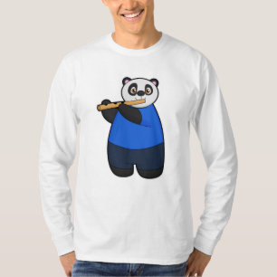 T-shirt Panda comme musicien avec Flûte