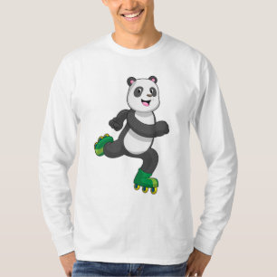 T-shirt Panda comme Patinage en ligne avec Roller skates