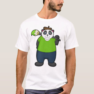 T-shirt Panda comme peintre avec pinceau