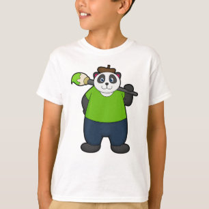 T-shirt Panda comme peintre avec pinceau