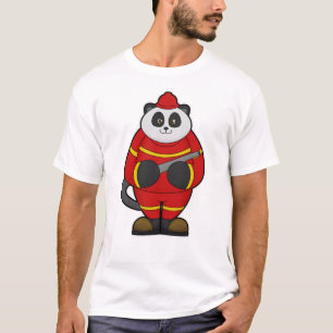 T-shirt Panda comme pompier avec tuyau