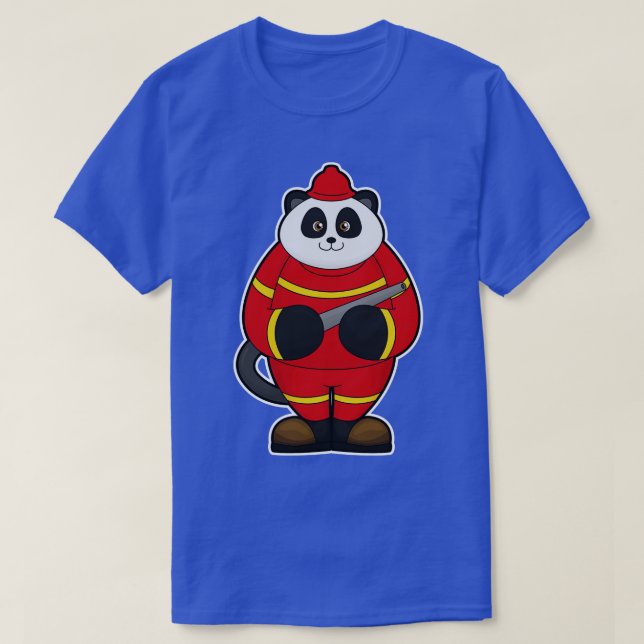 T-shirt Panda comme pompier avec tuyau (Design devant)
