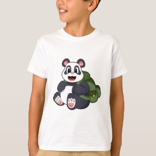 T-shirt Panda comme randonneur avec sac à dos