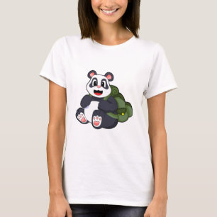 T-shirt Panda comme randonneur avec sac à dos