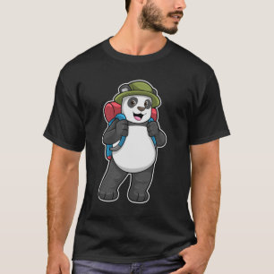 T-shirt Panda comme randonneur avec sac à dos