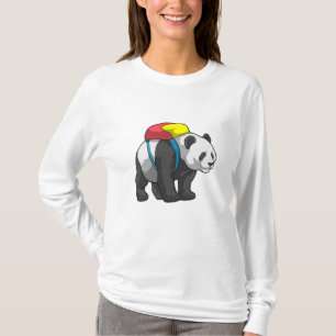 T-shirt Panda comme randonneur avec sac à dos