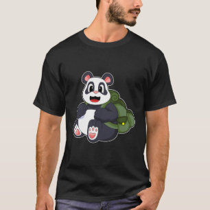 T-shirt Panda comme randonneur avec sac à dos