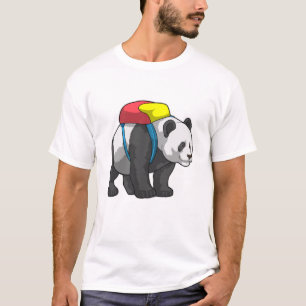 T-shirt Panda comme randonneur avec sac à dos