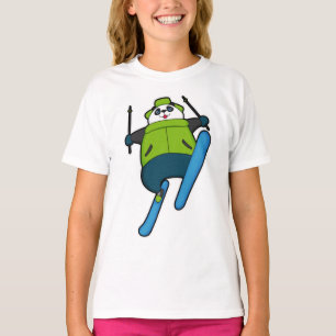 T-shirt Panda comme Saut à ski avec Ski