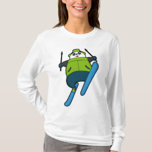 T-shirt Panda comme Saut à ski avec Ski