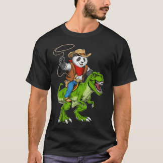 T-shirt Panda Cowboy équitation T-Rex Dinosaur