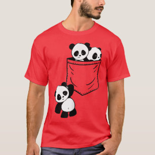 T-shirt Panda Cub Bébé Cute À L'Intérieur De Poche Hangé A
