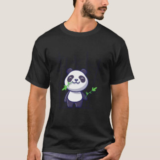 T-shirt Panda Cute Panda Mange Bambou Carton Vector Icon I