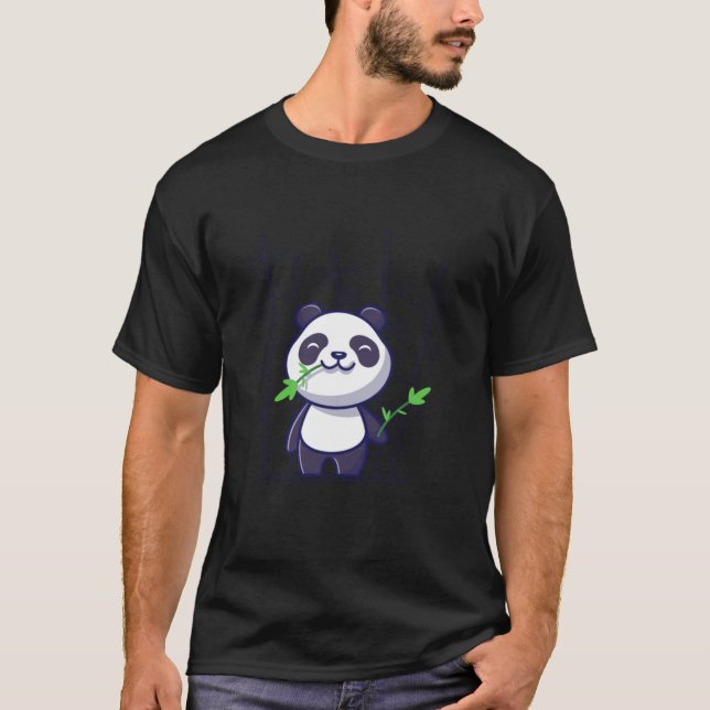 T-shirt Panda Cute Panda Mange Bambou Carton Vector Icon I (Devant)