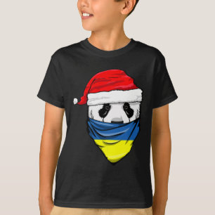 T-shirt Panda dans le chapeau du Père Noël et drapeau de l