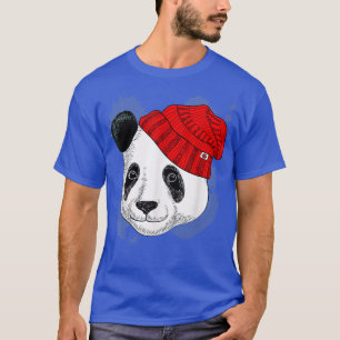 T-shirt Panda dans un Casquette rouge cinglé - Panda drôle