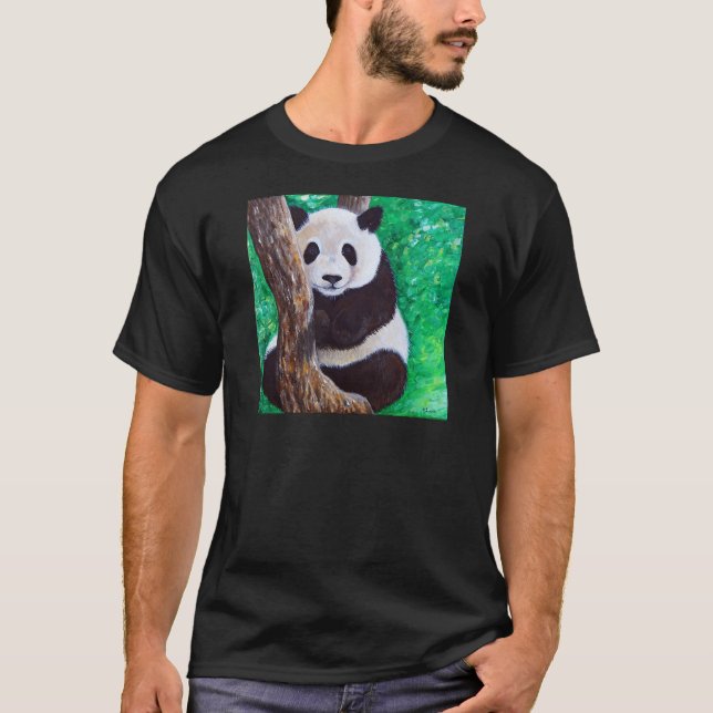 T-shirt Panda dans une peinture d'arbre (Devant)