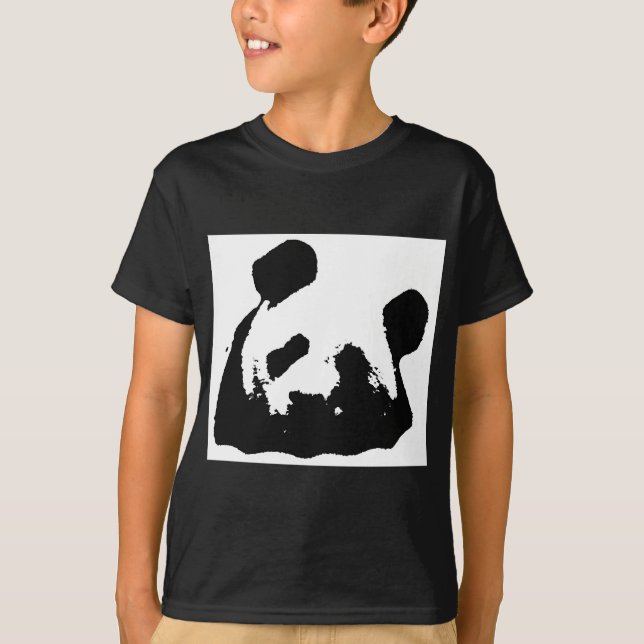 T-shirt Panda d'art noir blanc (Devant)