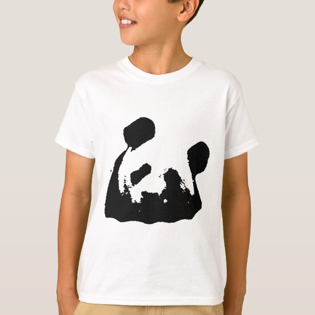 T-shirt Panda d'art noir blanc (Devant)
