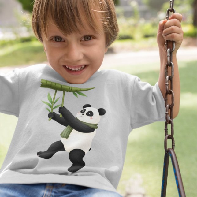 T-shirt Panda de dessin - Panda de jeu avec Bambou (Créateur téléchargé)