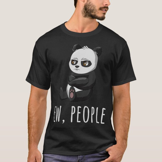 T-shirt Panda de nouvelles personnes Introvertir Antisocia (Devant)