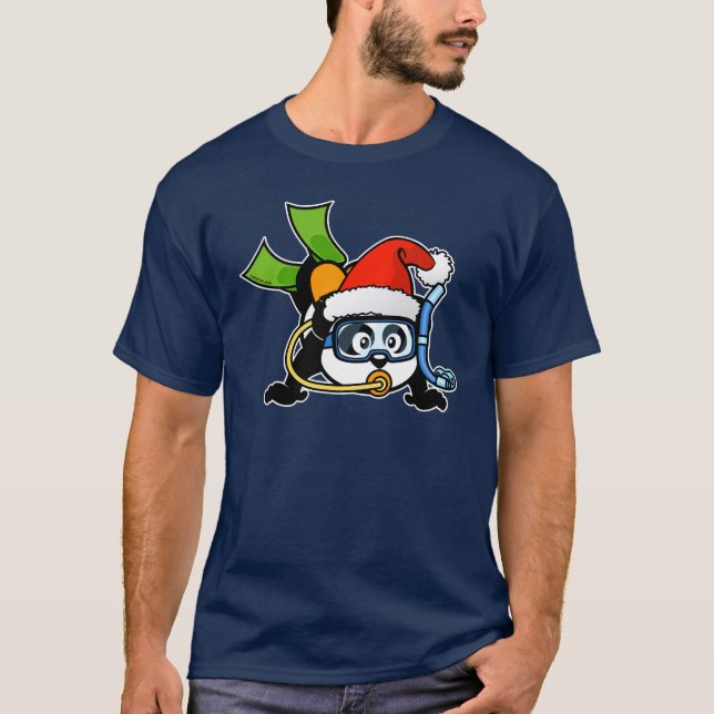 T-shirt Panda de scaphandre de Père Noël (Devant)