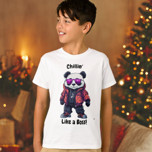 T-shirt Panda de streetwear cool Texte éditable Cartoon ur