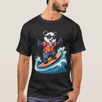 T-shirt Panda de surf en style tropical - Amusant et relax