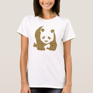 T-shirt Panda d'or de parties scintillantes