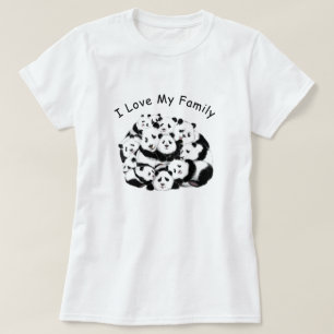 T-shirt Panda drôle avec texte J'aime ma famille