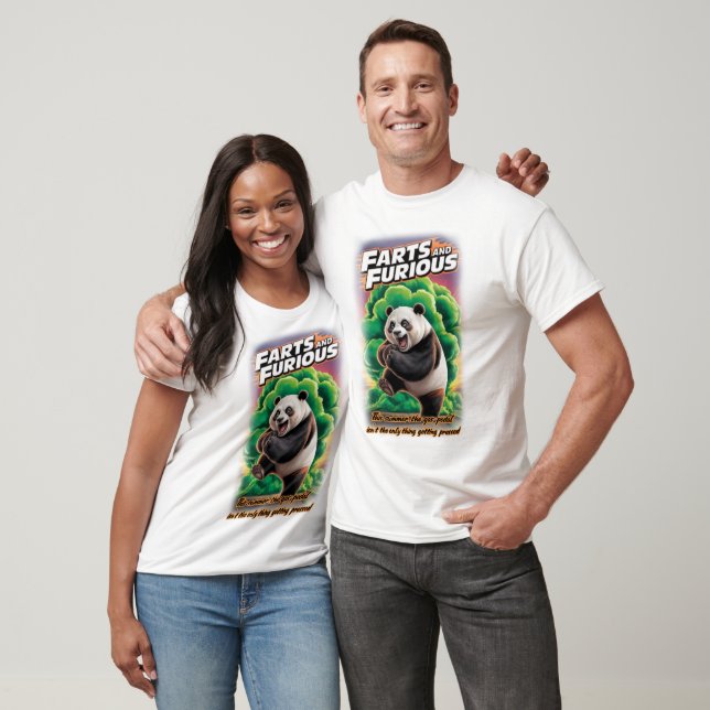 T-shirt Panda Drôle s'Amusant à Faire un Pet sur un Vert (Unisexe)