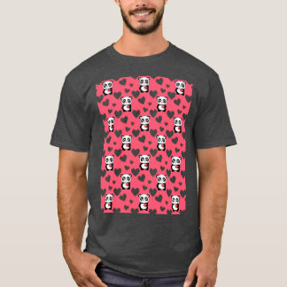 T-shirt Panda En Arrière - plan Rose Avec Hiboux Pet Banda