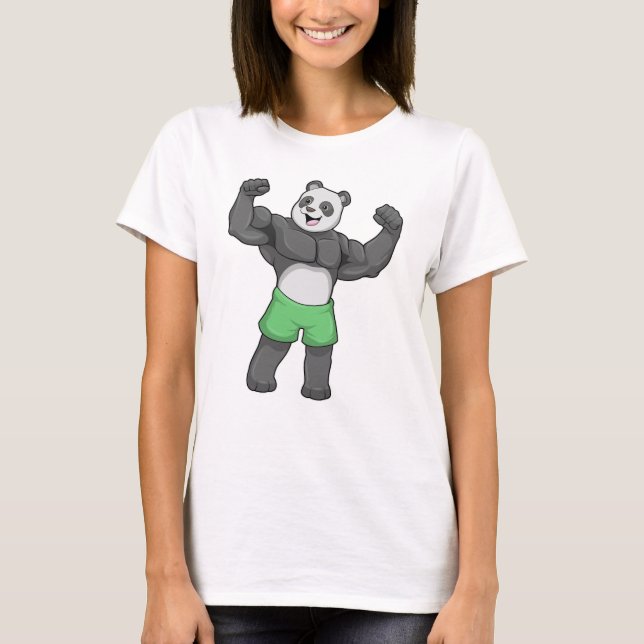 T-shirt Panda en Bodybuilder au Bodybuilding (Devant)